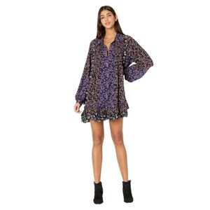 Free People Tunic Dress Women’s Size Small Floral Multi Long Sleeve Flowy Boho‎